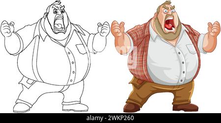 Illustration eines wütenden Mannes, der laut schrie Stock Vektor