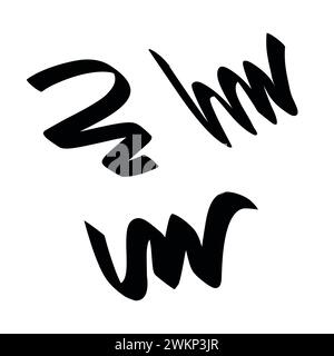Vektorsatz mit abstrakten Scribble bold Pinselstiften. Handgezeichnete Grunge-Farbflecken. Isolierte Tinte gezeichnete Konturlinien für die Konstruktion. Stock Vektor