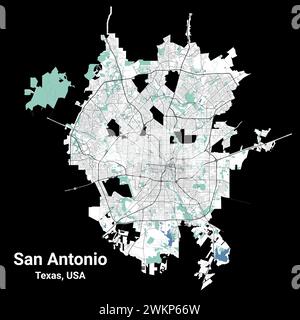 Stadtplan von San Antonio, detailliertes Verwaltungsgebiet mit Grenze Stock Vektor