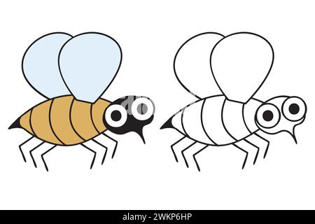 Süße Biene. Malbuch für Kinder. Vektorillustration isoliert auf weißem Hintergrund. Stock Vektor