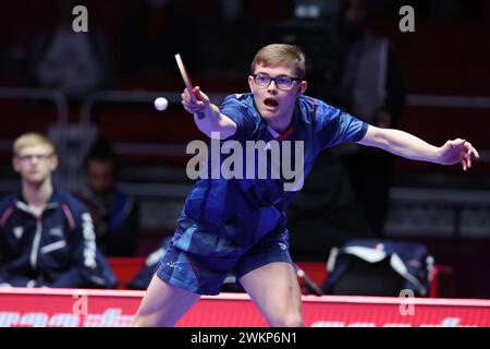 BEXCO Convention Centre, Busan, Südkorea. Februar 2024. Alexis LEBRUN (FRA), 22. FEBRUAR 2024 - Tischtennis : ITTF World Team Table Tennis Championships Finals Busan 2024 Männer Team Viertelfinale im BEXCO Convention Centre, Busan, Südkorea. Quelle: YUTAKA/AFLO SPORT/Alamy Live News Stockfoto