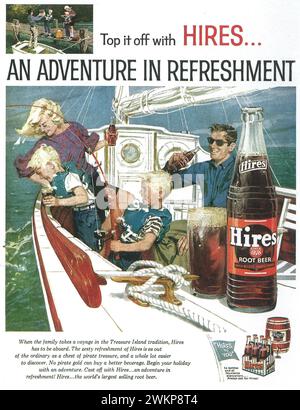 1959 Verleih Root Beer mit Familiensegeln auf Boot Зкште Фв Stockfoto