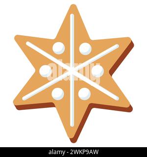 Sternförmiger Lebkuchen. Traditionelles hausgemachtes Weihnachtsbacken. Vektorillustration isoliert auf weißem Hintergrund. Stock Vektor