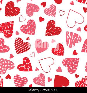 Die Herzen kritzeln nahtlos. Abbildung des Vektorwiederholungsmusters. Stock Vektor