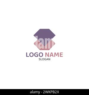 Logo in zwei abstrakten Formen in dunklem Lila und hellem Lila. Stock Vektor