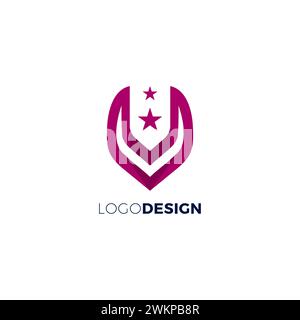 V-Stern-Logo. Logodesign mit Buchstabe V Stock Vektor