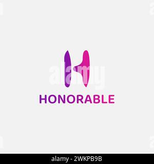Einzigartiges Logo mit Buchstabe H und violettem Farbverlauf. Stock Vektor