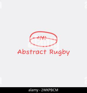 Abstraktes Rugby-Ball-Logo aus roten Linien. Stock Vektor