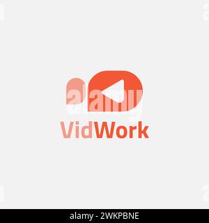 Logo der Videokonferenz-App in verblasstem Rot und Rot. Stock Vektor