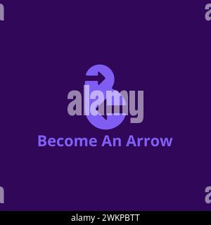 Zwei kreisförmige Logos mit negativem Leerzeichen, zwei Pfeilen, die den Buchstaben B. bilden Stock Vektor