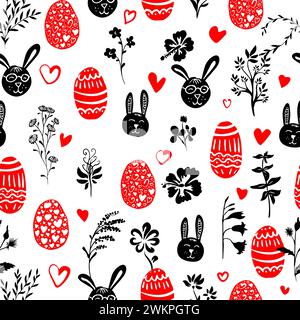 Niedliches nahtloses Ostermuster. Handzeichnung. Nicht AI. Vektorabbildung Stock Vektor