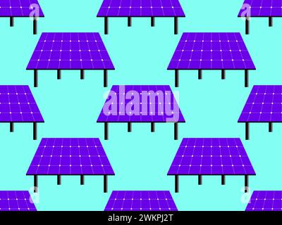 Nahtloses Muster des Solarmoduls. Feld der Solarpaneele. Erneuerbare Energien, Erzeugung von umweltfreundlichem Strom. Gestaltung von Werbeprodukten Stock Vektor