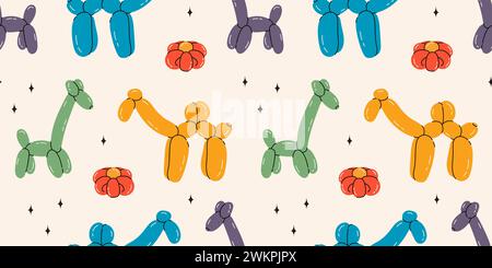 Nahtloses Muster mit Giraffen-Ballons Stock Vektor