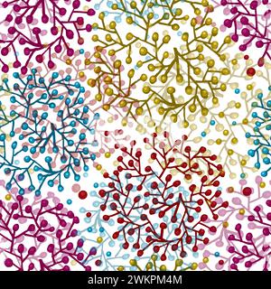 Nahtloses Muster, fröhliche Blumen. Kontinuierlicher Hintergrund, süße Vektorblume. Elegantes, sich wiederholendes Design. Handzeichnung. Nicht AI, Vektorillustration Stock Vektor