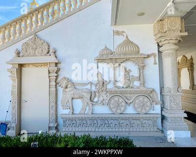 Ein malerischer Blick auf den Radha Krishna Tempel in Allen, Texas Stockfoto