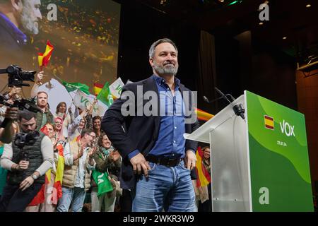 Madrid, 27.01.2024. Hotel Madrid Marriot. Außerordentliche Versammlung der Vox-Partei, wo Santiago Abascal zum Parteiführer erklärt wird. Hochrangige Mitarbeiter wie Ignacio Garrida, Jorge Buxadé, Pepa Millán und viele andere nehmen an der Veranstaltung Teil. Foto: Guillermo Navarro. ARCHDC. Quelle: Album / Archivo ABC / Guillermo Navarro Stockfoto