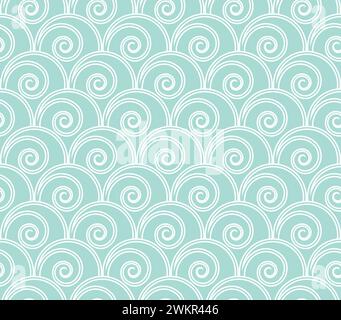 Abstraktes geometrisches Muster mit Kreisen. Ein nahtloser Vektorhintergrund. Weiße und blaue Textur. Grafisches, modernes Muster. Stock Vektor