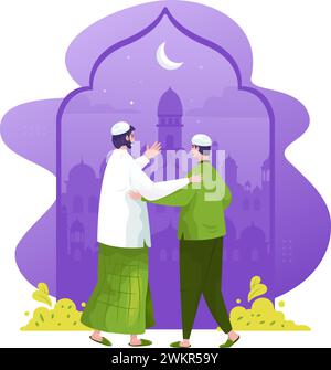 Muslimische laden zum Gottesdienst in der Moscheeillustration ein Stock Vektor