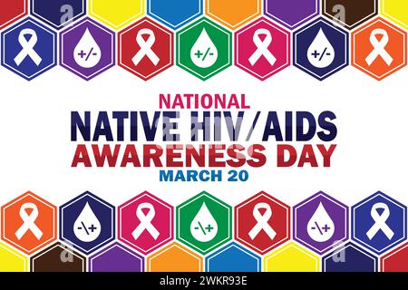 National Native HIV AIDS Aids Awareness Day. März. Urlaubskonzept. Vorlage für Hintergrund, Banner, Karte, Poster mit Textbeschriftung. Stock Vektor