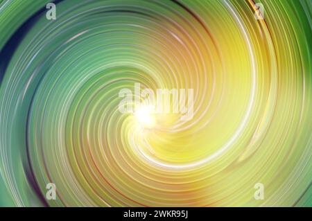 Gelb und grün wirbeln. Grüner und gelber Spiralhintergrund. Grüner Wirbel auf einem abstrakten Verlaufshintergrund Stockfoto