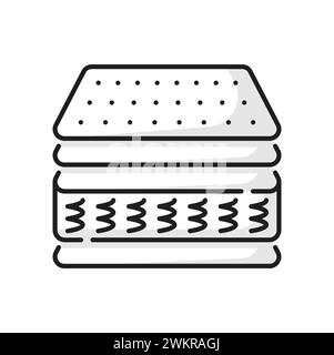 Matratze innen, weiches Material und flexible Federn Farblinie Symbol. Vector Nature Para Kautschuk, Kissen und Bettwäsche mit orthopädischen Eigenschaften Stock Vektor