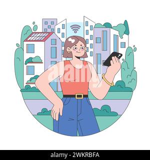 Die Idee des dritten Platzes. Soziale Umgebung, getrennt von Zuhause und Arbeitsplatz. Community Life Building, People Interaction und Kommunikationszone. Illustration des flachen Vektors Stock Vektor