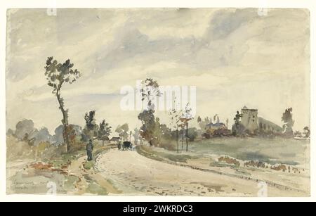 Louveciennes, Route de Saint-Germain; Camille Pissarro (Französisch, 1830-1903); Frankreich; 1871; Aquarell über Schwarze Kreide, 30,2 × 49,2 cm (11 7/8 x 19 3/8 in.); 2007.1 Stockfoto