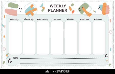 Wochenplaner mit niedlichen abstrakten Formen Stock Vektor