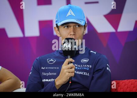 Sakhir, Bahrain. Februar 2024. ALBON Alexander (tha), Williams Racing FW46, Porträt, Pressekonferenz während der Formel 1 Aramco-Vorsaisontests 2024 der FIA Formel 1 Weltmeisterschaft 2024 vom 21. Bis 23. Februar 2024 auf dem Bahrain International Circuit in Sakhir, Bahrain - Foto Eric Alonso/DPPI Credit: DPPI Media/Alamy Live News Stockfoto