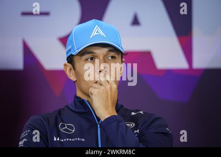 Sakhir, Bahrain. Februar 2024. ALBON Alexander (tha), Williams Racing FW46, Porträt, Pressekonferenz während der Formel 1 Aramco-Vorsaisontests 2024 der FIA Formel 1 Weltmeisterschaft 2024 vom 21. Bis 23. Februar 2024 auf dem Bahrain International Circuit in Sakhir, Bahrain - Foto Eric Alonso/DPPI Credit: DPPI Media/Alamy Live News Stockfoto