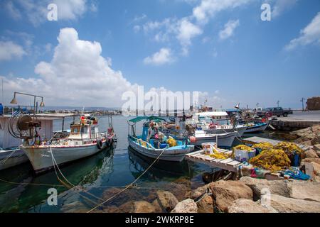 Fischerboote im Hafen, Zypern Stockfoto