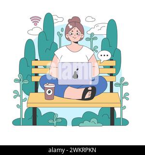 Die Idee des dritten Platzes. Soziale Umgebung, getrennt von Zuhause und Arbeitsplatz. Community Life Building, People Interaction und Kommunikationszone. Illustration des flachen Vektors Stock Vektor