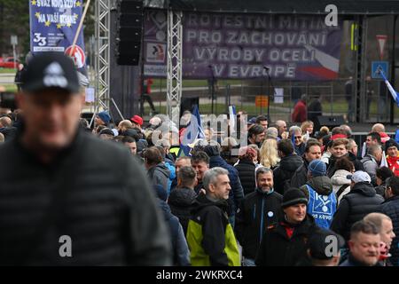 Liberty Ostrava, Ostrava. Februar 2024. gewerkschaftskundgebung für die Erhaltung der Stahlproduktion in Liberty Ostrava, Ostrava, Tschechische Republik, 22. Februar 2024. Quelle: Jaroslav Ozana/CTK Photo/Alamy Live News Stockfoto