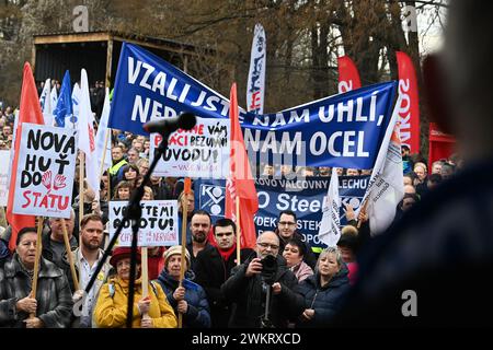 Liberty Ostrava, Ostrava. Februar 2024. gewerkschaftskundgebung für die Erhaltung der Stahlproduktion in Liberty Ostrava, Ostrava, Tschechische Republik, 22. Februar 2024. Quelle: Jaroslav Ozana/CTK Photo/Alamy Live News Stockfoto