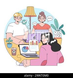 Die Idee des dritten Platzes. Soziale Umgebung, getrennt von Zuhause und Arbeitsplatz. Community Life Building, People Interaction und Kommunikationszone. Illustration des flachen Vektors Stock Vektor