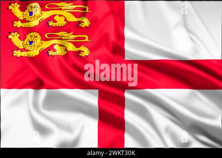 Die Flagge der Insel stark, Teil der britischen Kronenabhängigkeit der Bailiwick of Guernsey Stockfoto