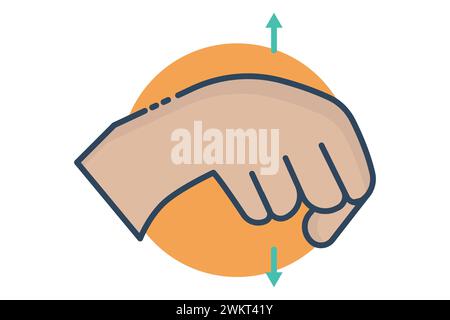 ja Gebärdensprache. Affirmatives „Ja“-Zeichen in Gebärdensprache mit verschiedenen Händen, symbolisiert Zustimmung. Symbolstil für flache Linien. Elementabbildung Stock Vektor