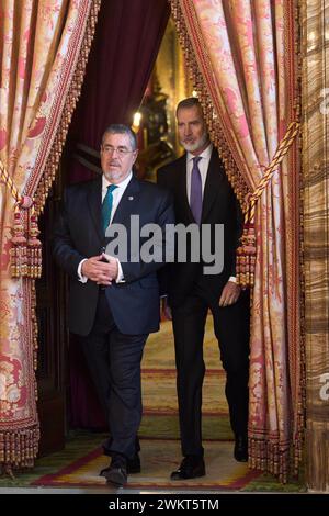 Madrid, Madrid, Spanien. Februar 2024. König Felipe VI. Von Spanien, Cesar Bernardo Arevalo de Leon nimmt am 22. Februar 2024 an einem Mittagessen im Königspalast in Madrid Teil (Foto: © Jack Abuin/ZUMA Press Wire) NUR REDAKTIONELLE VERWENDUNG! Nicht für kommerzielle ZWECKE! Stockfoto