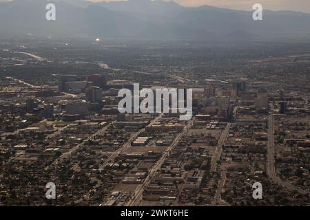 Las Vegas Skyline vom Hubschrauber aus Stockfoto