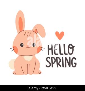 Hallo Frühlingszitate. Handgezeichnetes Design mit Blumenmuster im Frühling. Positive Sätze für Aufkleber, Postkarten oder Poster Stock Vektor
