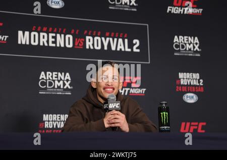 Mexiko-Stadt, Ciudad de Mexico, Mexiko. Februar 2024. 21. Februar 2024, Mexiko-Stadt: Luis Ronaldo Rodriguez spricht während der Pressekonferenz der UFC Fight Night im Presidente Intercontinental Hotel. Am 21. Februar 2024 in Mexiko-Stadt, Mexiko. (Credit Image: © Luis Marin/eyepix via ZUMA Press Wire) NUR REDAKTIONELLE VERWENDUNG! Nicht für kommerzielle ZWECKE! Stockfoto