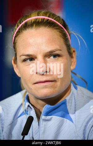 Decines-Charpieu, Frankreich, Frankreich. Februar 2024. Eugenie LE SOMMER von Frankreich während der Pressekonferenz vor dem Halbfinale der letzten vier der Women's Nations League am 22. Februar 2024 im Groupama-Stadion in Decines-Charpieu bei Lyon, Frankreich. (Kreditbild: © Matthieu Mirville/ZUMA Press Wire) NUR REDAKTIONELLE VERWENDUNG! Nicht für kommerzielle ZWECKE! Stockfoto