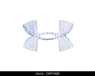 Ocala, Florida 2-22-2024 auf Textil genäht, Produktaufnahme. Ist ein US-amerikanisches Sportbekleidungsunternehmen, das Schuhe und Bekleidung isoliert auf weiß herstellt Stockfoto