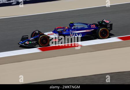 22 TSUNODA Yuki (JAP), Visa Cash App RB F1 Team VCARB 01, Action während der Formel 1 Aramco Vorsaisontests 2024 der FIA Formel 1 Weltmeisterschaft 2024 vom 21. Bis 23. Februar 2024 auf dem Bahrain International Circuit in Sakhir, Bahrain - Foto DPPI Stockfoto