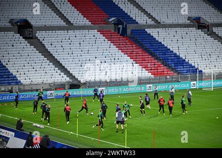 Lyon, Frankreich. Februar 2024. Fußball: Frauen, Nationalliga, vor dem Spiel Frankreich - Deutschland, Groupama-Stadion, Abschlusstraining Deutschland. Die Spieler trainieren. Quelle: Sebastian Gollnow/dpa/Alamy Live News Stockfoto