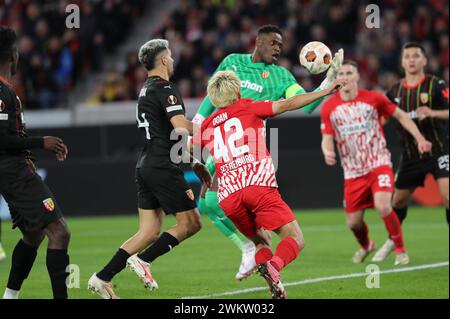 Frankreich. Februar 2024. © PHOTOPQR/VOIX DU NORD/COURBE ; 22/02/2024 ; NO DAM Foot Ligue Europa SC Fribourg RC Linsensperre retour Stade Europa Park, Freiburg, Allemagne le 22/02/24. FOTO SEVERINE COURBE LA VOIX DU NORD Credit: MAXPPP/Alamy Live News Stockfoto