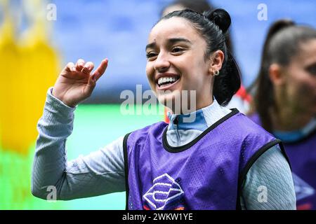 Decines-Charpieu, Frankreich, Frankreich. Februar 2024. Sakina KARCHAOUI aus Frankreich während des Trainings vor dem Halbfinale der letzten vier der Women's Nations League am 22. Februar 2024 im Groupama-Stadion in Decines-Charpieu bei Lyon. (Kreditbild: © Matthieu Mirville/ZUMA Press Wire) NUR REDAKTIONELLE VERWENDUNG! Nicht für kommerzielle ZWECKE! Stockfoto