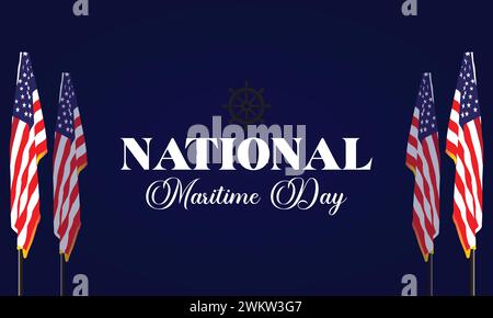 Text zum nationalen Maritime Day mit US-Flagge im Hintergrund Stock Vektor