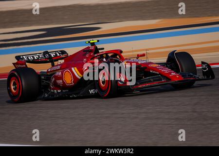 Sakhir, Bahrain. Februar 2024. 55 SAINZ Carlos (Spa), Scuderia Ferrari SF-24, Aktion während der Formel 1 Aramco Vorsaisontests 2024 der FIA Formel 1 Weltmeisterschaft 2024 vom 21. Bis 23. Februar 2024 auf dem Bahrain International Circuit in Sakhir, Bahrain – Foto DPPI F1 Vorsaison-Tests in Bahrain auf dem Bahrain International Circuit am 22. Februar 2024 in Sakhir, Bahrain. (Foto von HOCH ZWEI) Credit: dpa/Alamy Live News Stockfoto