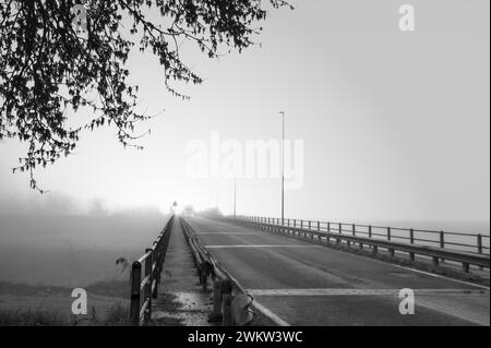 Schwarzweißbild dominiert von Nebel Stockfoto